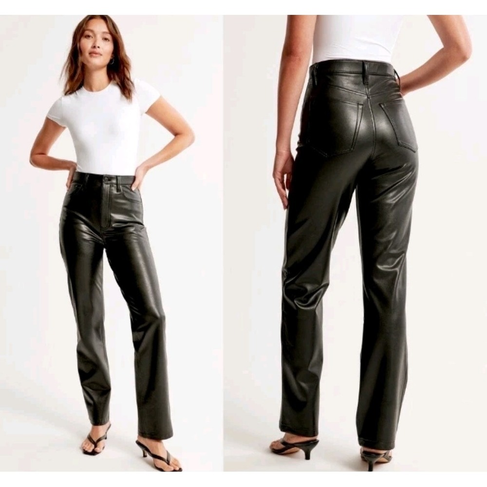 Abercrombie & Fitch 28 6 Black Faux Leather Pants Skinny High Rise Curve Love